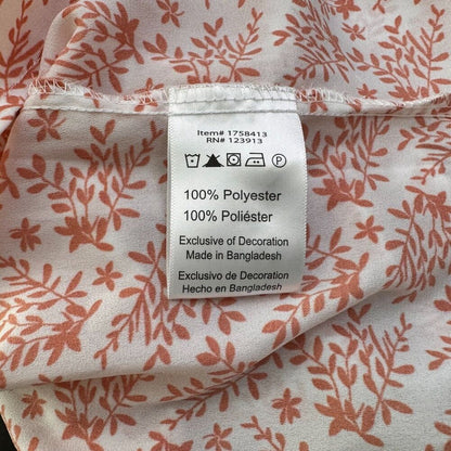 Jachs Girlfriend Blouse Sz S Notch V-Neck hidden button 3/4 sleeve coral print