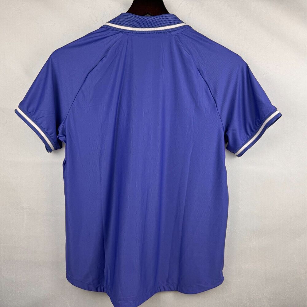 Mondetta Polo Sz M Women Active 1/4-Zip Blue Short Sleeve Mesh Shirt