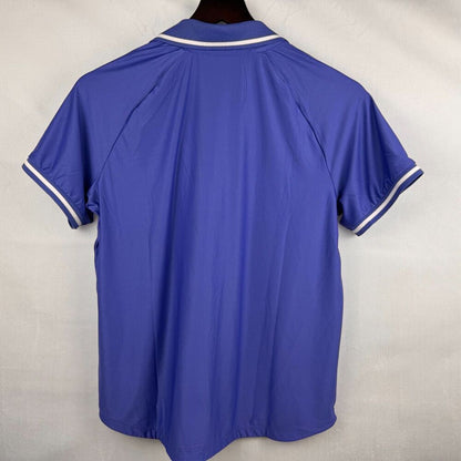 Mondetta Polo Sz M Women Active 1/4-Zip Blue Short Sleeve Mesh Shirt