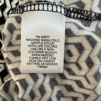 Liz Claiborne Sz 2X Blouse VNeck Twist Front Black White Geometric Business