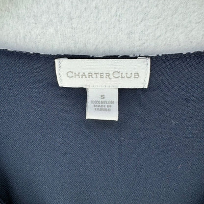 Charter Club Women Top Sz S Navy floral print v-neck sleeveless