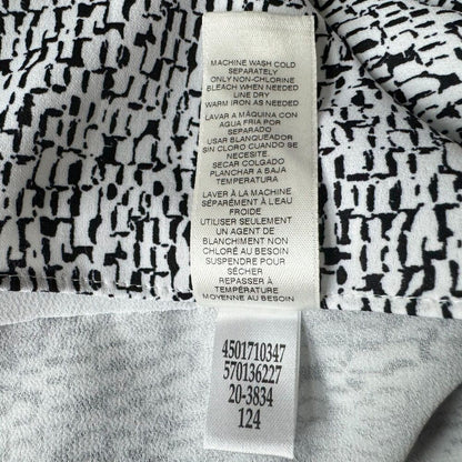 White House Black Market Top Sz XS Black White With Metal Detail Ruched sleeve