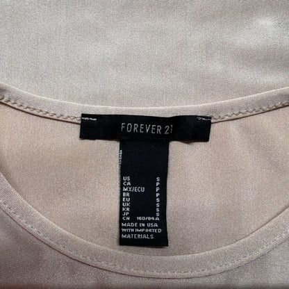 Forever 21 Stretch Crop Top Sz S solid beige short sleeve