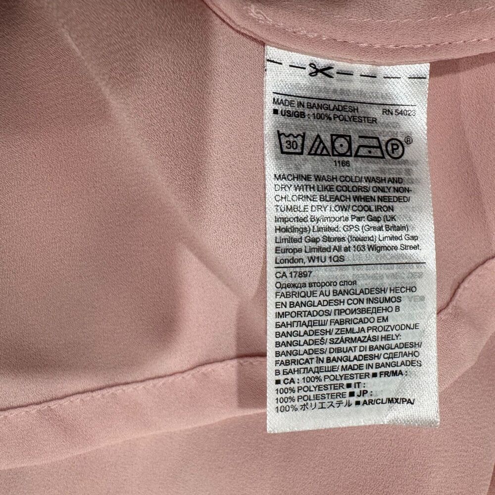 Banana Republic NWT Sheer Pink Sz XS Elastic Crew Neck Long Sleeve Flutter Cuffs