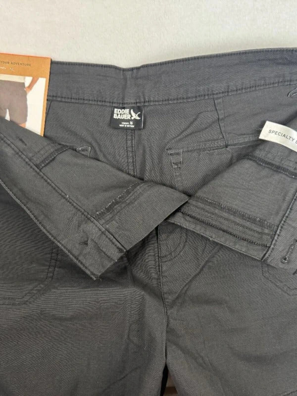 NWT Eddie Bauer Women's Ripstop Shorts Size 16 Black Outdoor Hiking Travel B2247