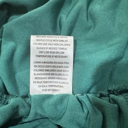 Meraki Top Sz M Green V-Neck Adjustable Ruched Sides Long Sleeve