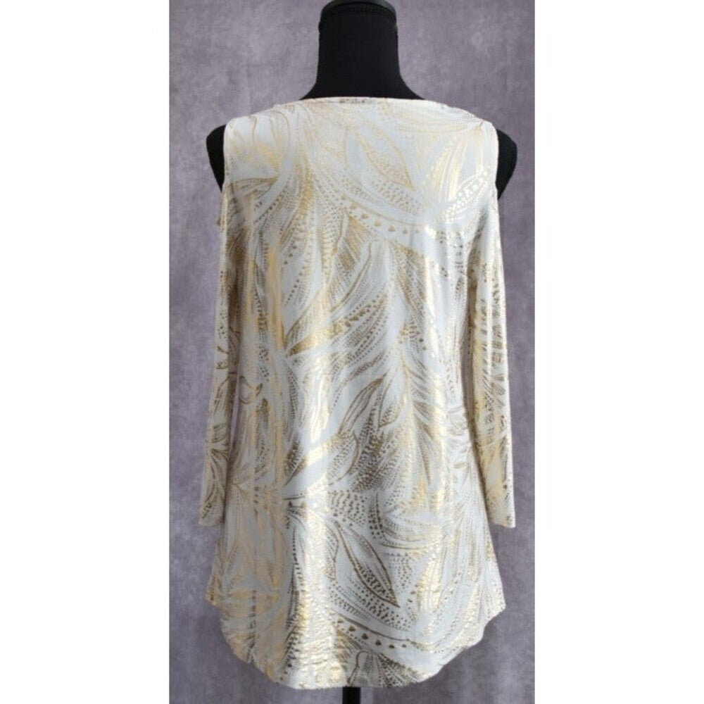 JM Collection Women Top Sz XS Scoop Neck Cold Shoulder Long Sleeve
