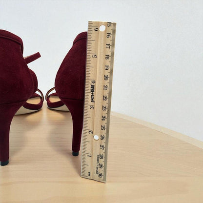 Michael Kors Sz 8.5 Red Suede Stiletto Sandals Strappy High Heel Dressy