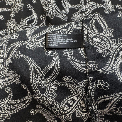 The Limited Women Top Sz XS Black White Paisley Print Round Neck Cap Sleeves