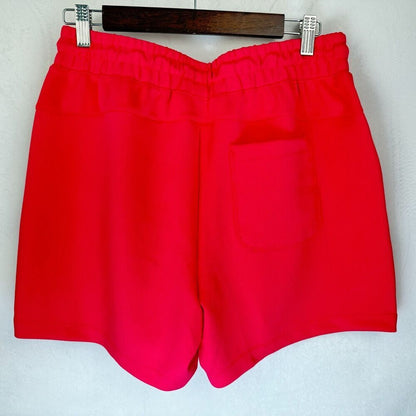 Pantalones cortos deportivos de mujer Mondetta, talla M, color sorbete de frambuesa, de tela scuba suave acanalada