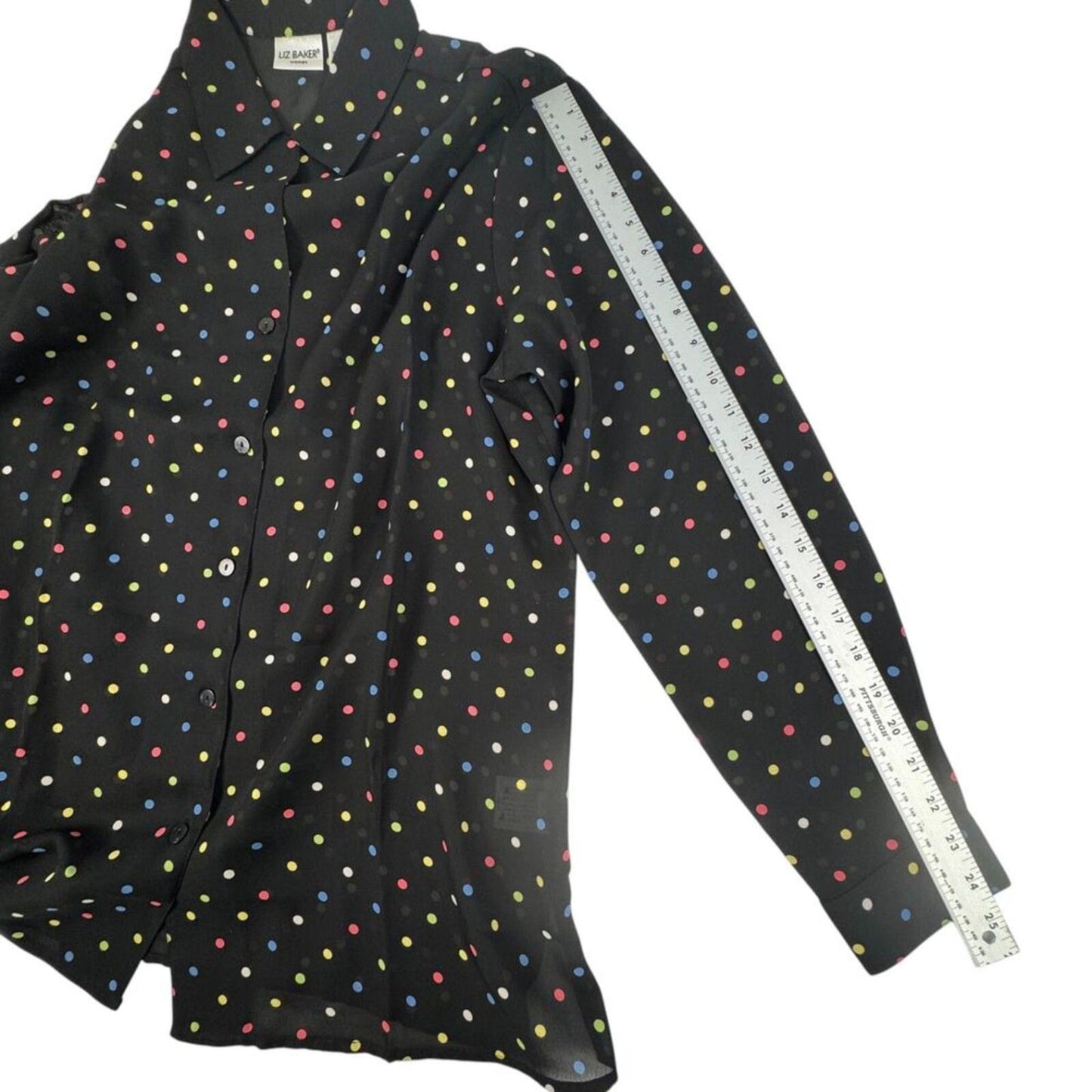 Liz Baker Women's 2-Piece Set Size 16W Black Polka Dot Blouse and Tank NWOT