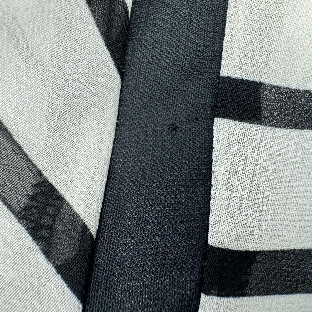 American Eagle Sheer Sz L Black White Striped Round Neck Back Accent Buttons