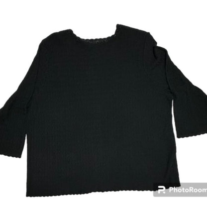 Emma James Liz Claiborne Silk Blend Black Beaded Cardigan Size 2X