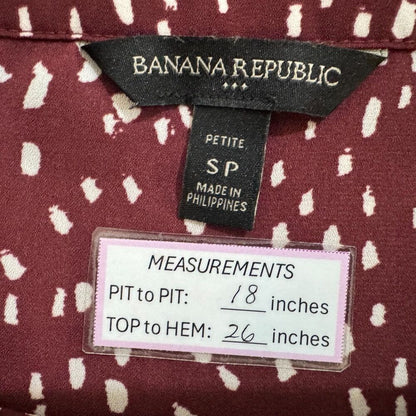 Banana Republic Women Petite Maroon Top Sz SP Boat Neck Short Sleeve