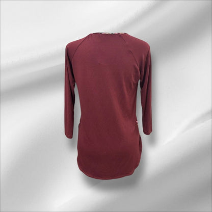 The Limited Women Sz XS NWT Burgundy Long Sleeve Floral Satin Front Knit Back