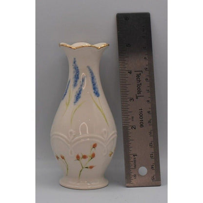 Lenox Ceramic Bud Vase Cream Blue Gold Trim