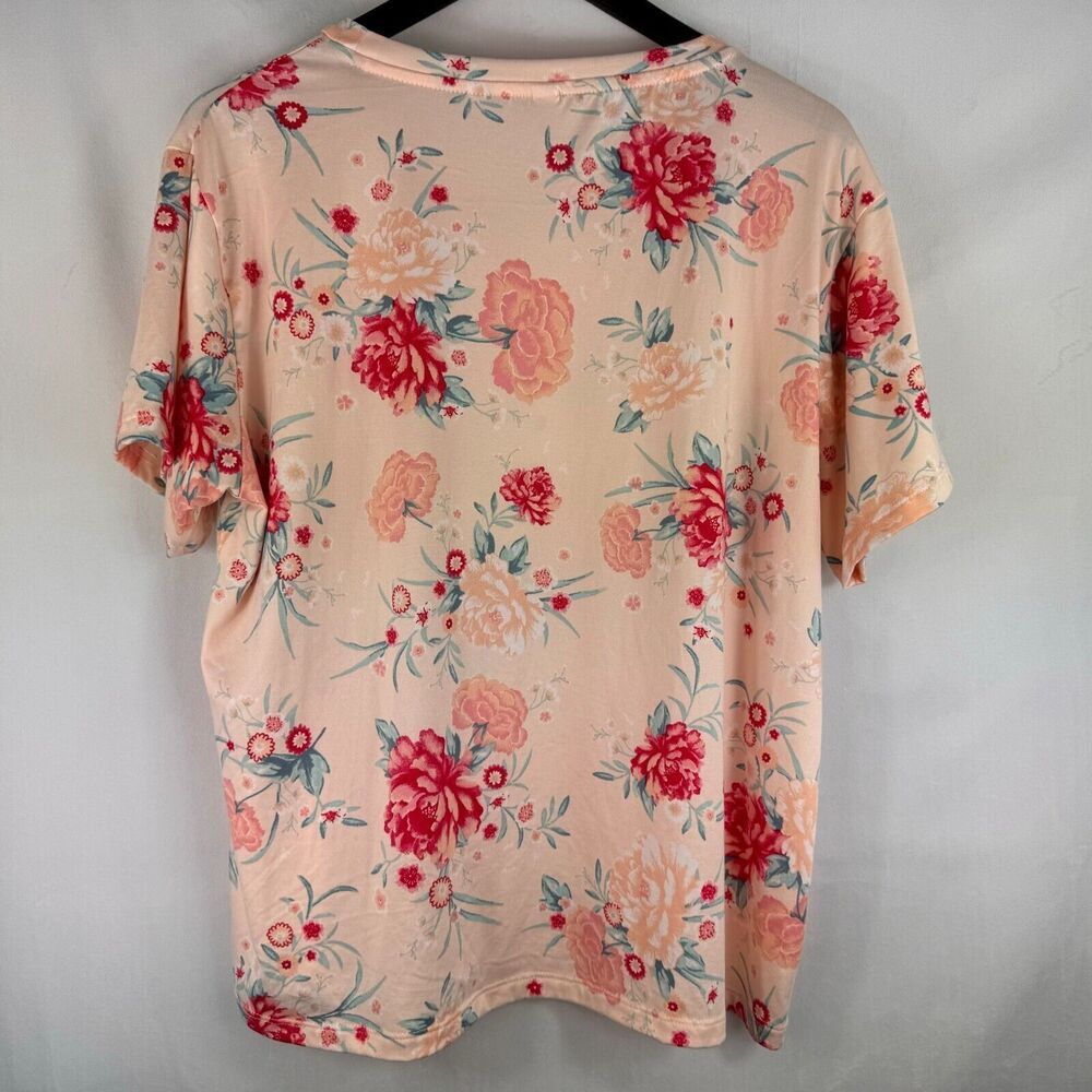 Flora Nikrooz Women Sz XL Pajama Top Peach Floral super soft short sleeve