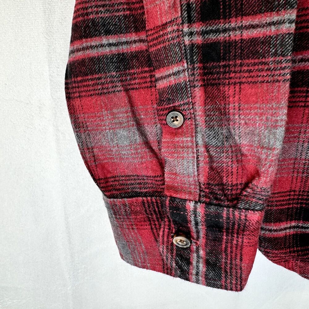 Jachs Shirt Men XL Heritage Flannel Plaid Red Black Gray Pockets Button Up