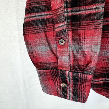 Jachs Shirt Men XL Heritage Flannel Plaid Red Black Gray Pockets Button Up