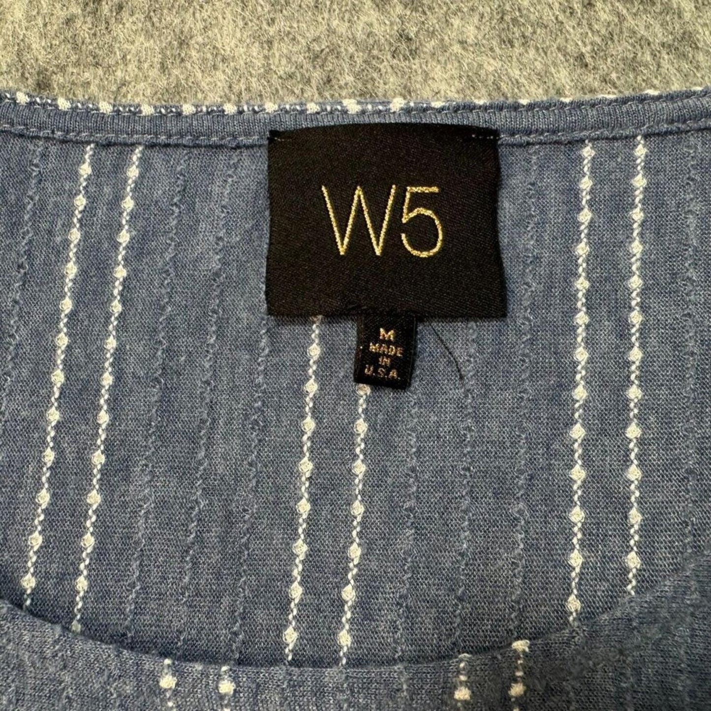 W5 Anthropologie Women Sz M Long Sleeve Blue Striped Textured Shirt Blouse