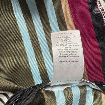 Talbots Satin Top Sz MP Boat Neck Sleeveless Striped Keyhole Side Zipper NWOT