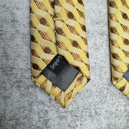 Platinum By Phatties Mens Tie Striped Yellow and Brown 57"x4"