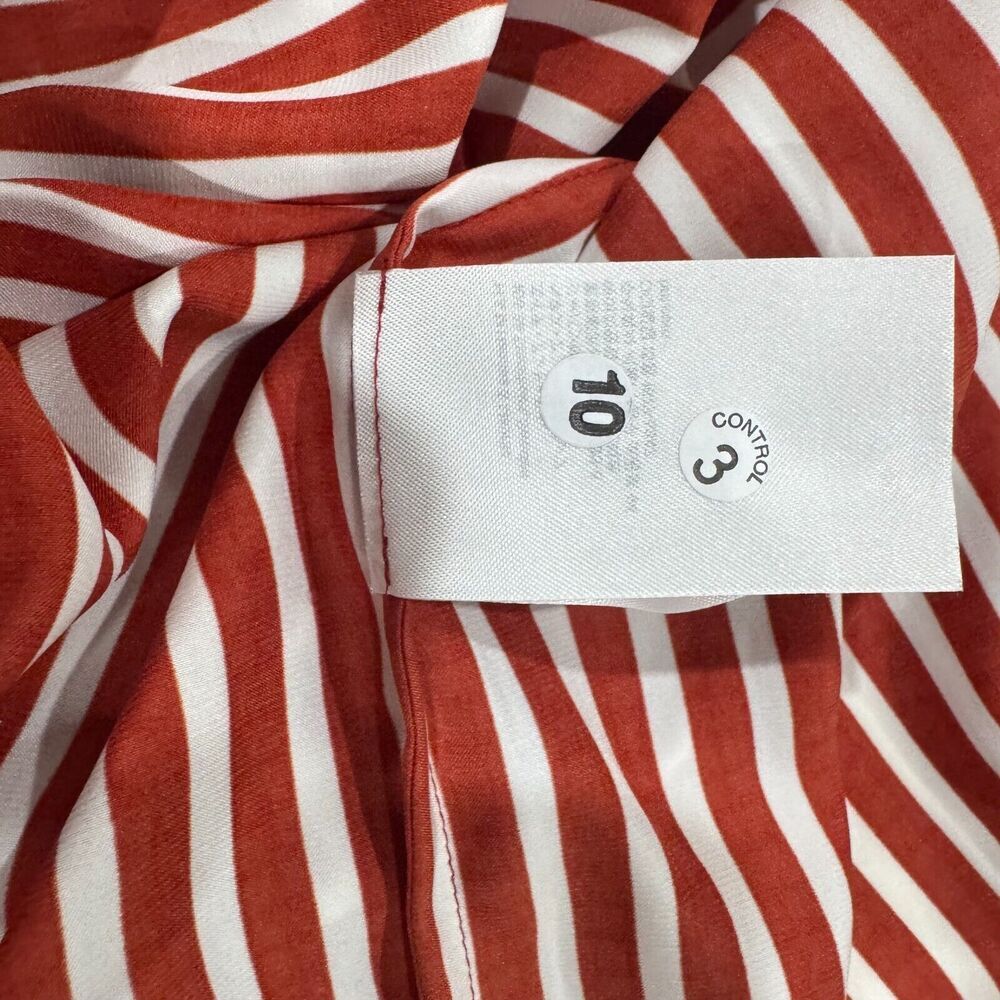 H&M Women’s Sz 0 Maroon White Striped Off Shoulder Short Sleeve Top