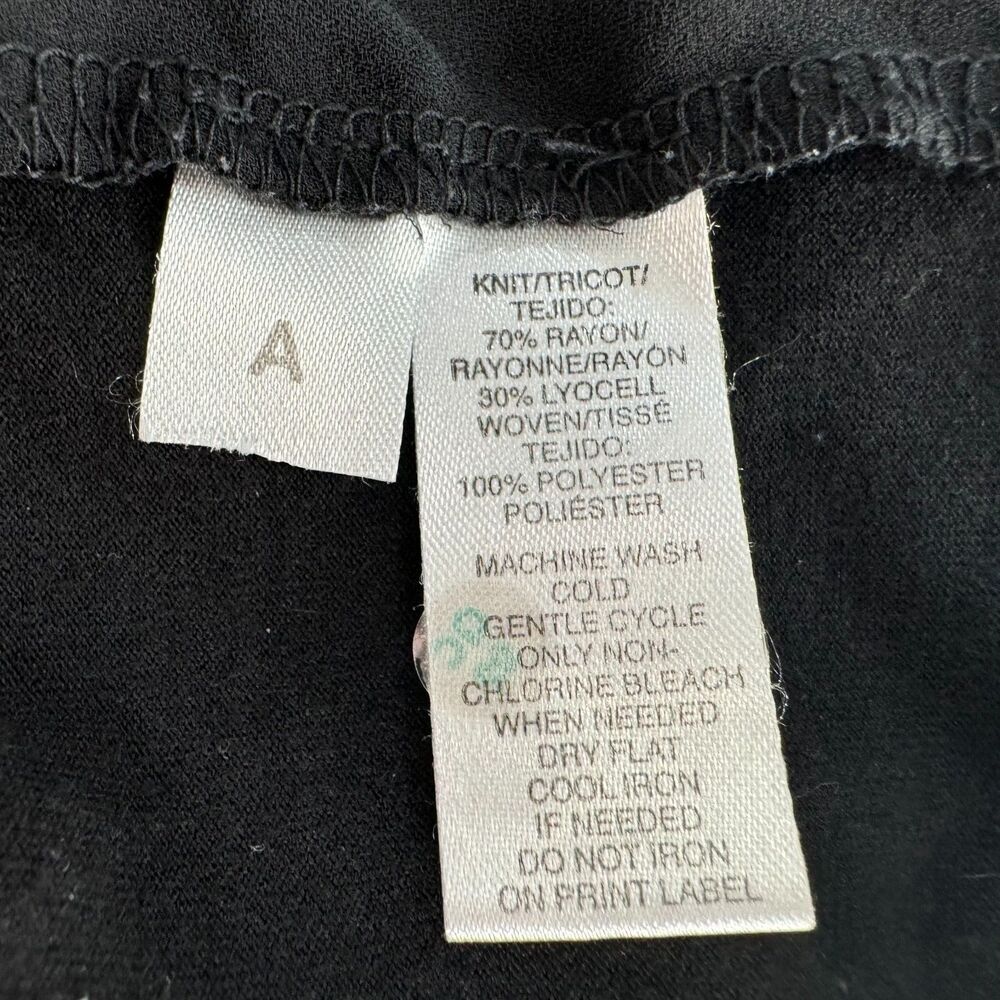 LOFT Black Blouse Sz S Sheer Front Knit Back V-Neck Flapped Neckline