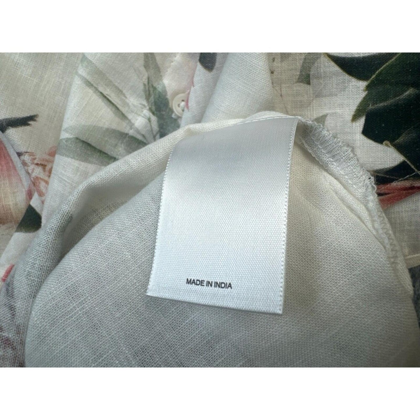 Express Shirt Sz L Ivory Floral Linen-Blend Sleeveless Button Dow Side Slits NWT