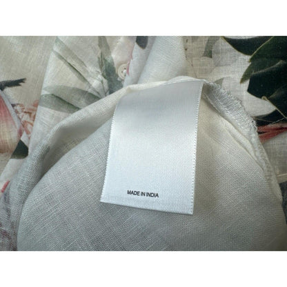 Express Shirt Sz L Ivory Floral Linen-Blend Sleeveless Button Dow Side Slits NWT