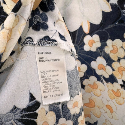 Q&A Tank Top Sz S Sleeveless V-Neck Floral White Black Blue Peach