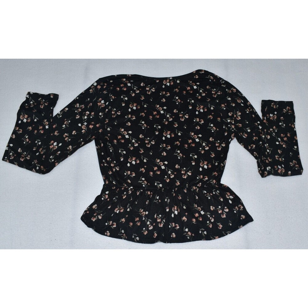 Ragdoll Y2k 90’s Sz S Crop Top Ditsy Floral Ruffle Hem Long Sleeve