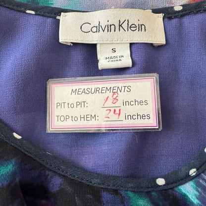 Calvin Klein Top Sz S  Multicolor Sleeveless Spaghetti Strap Ruffle Neckline