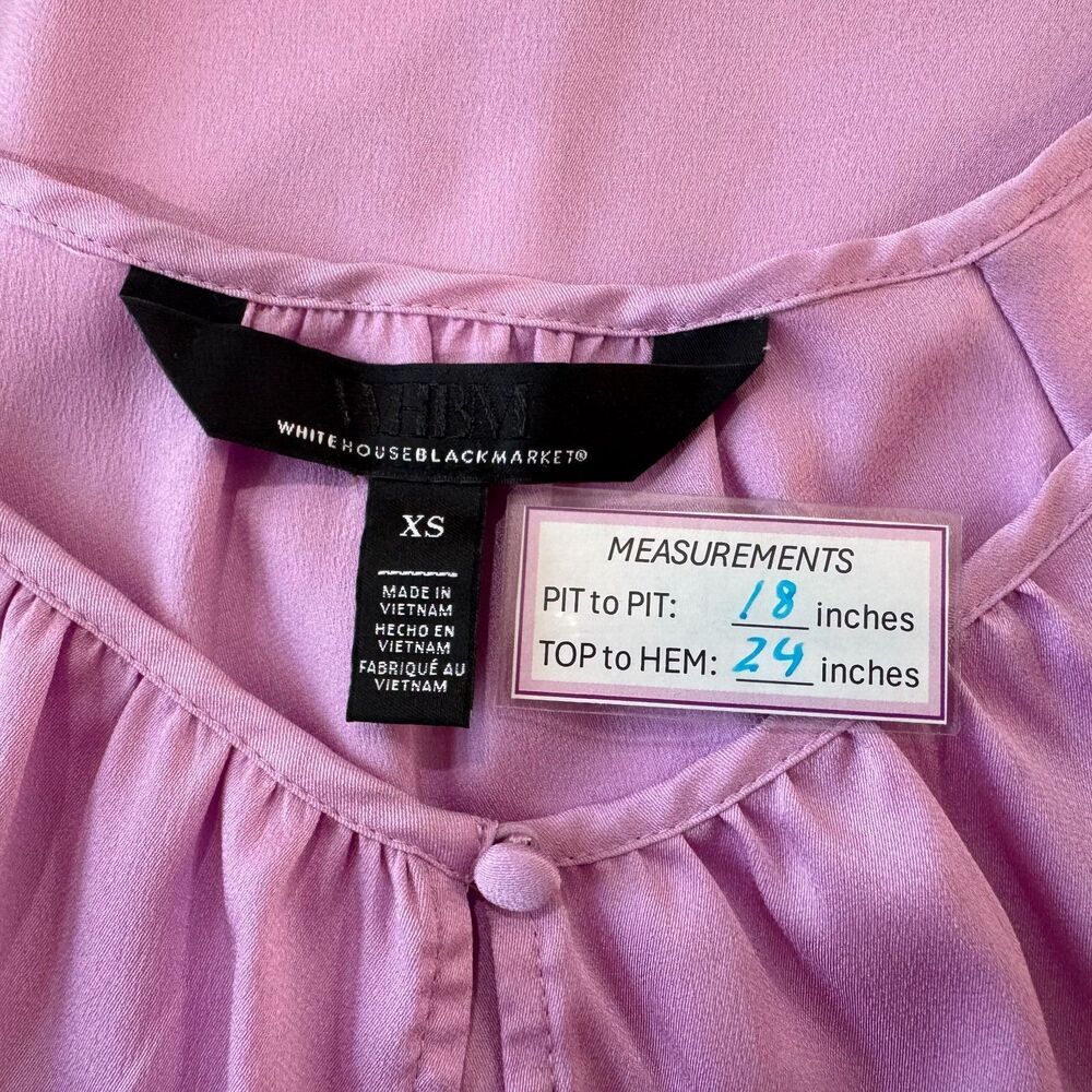 White House Black Market Women Sz XS Pink Round Neck Keyhole Flutter Sleeve