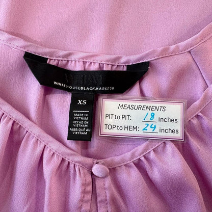 White House Black Market Women Sz XS Pink Round Neck Keyhole Flutter Sleeve