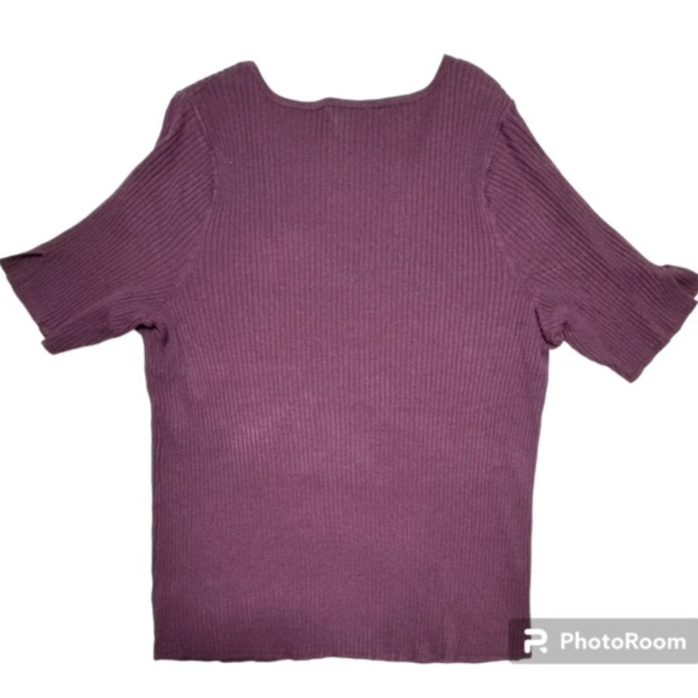 Roz Ali Dressbarn Plus Women's Size 2X Elbow Length Sleeve Knit Top NWT