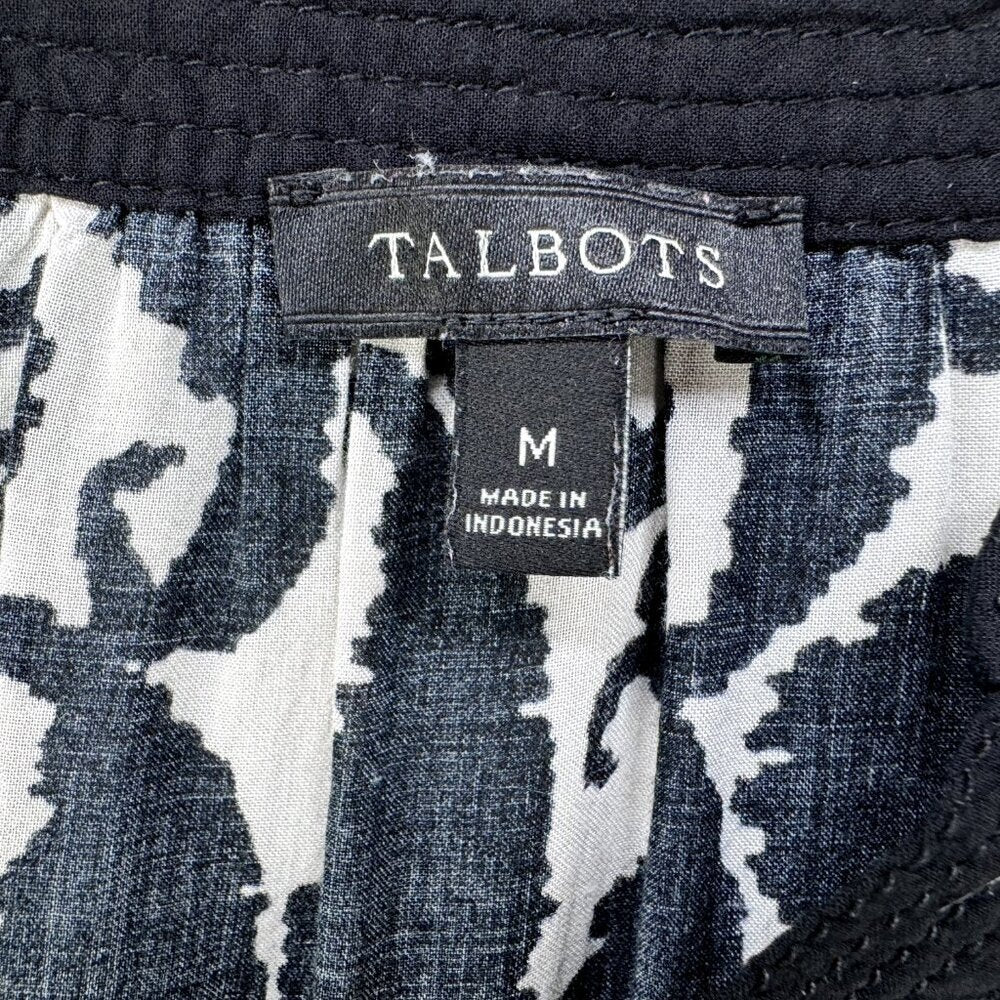 Talbots Lightweight Black and White 3/4 Sleeve Tunic Top - Medium