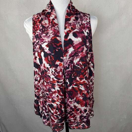 Liz Claiborne Women Blouse Sz S Sheer Multicolor Pleated Sleeveless Split Seams