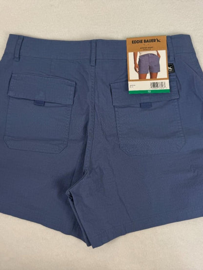 NWT Eddie Bauer Women's Ripstop Shorts Size 12 Blue Outdoor Hiking Travel B2248