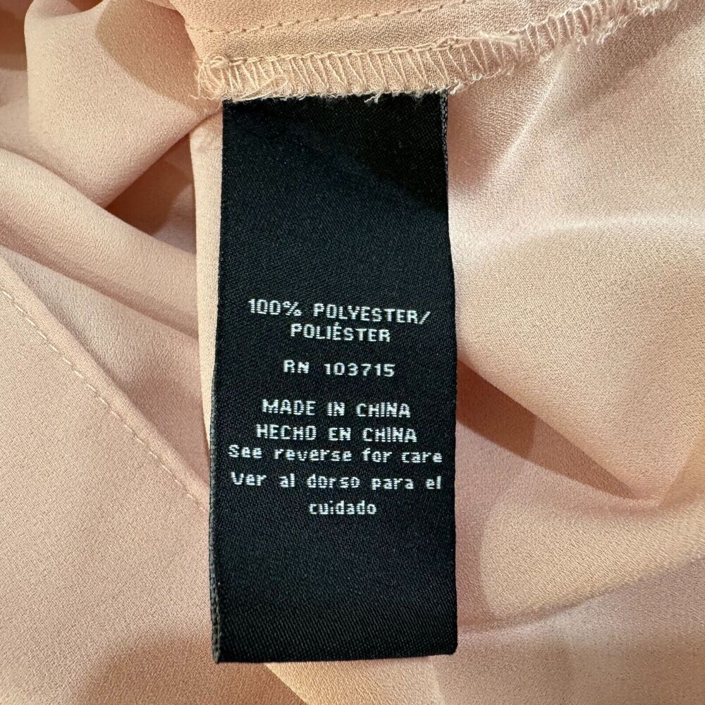 Zac & Rachel Blouse Sz L Dusty Pink Pleated Front Split Neck Flutter Sleeve
