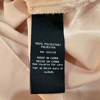 Zac & Rachel Blouse Sz L Dusty Pink Pleated Front Split Neck Flutter Sleeve