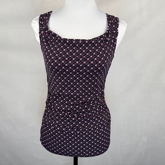 White House Black Market Women Sz XXS Top Square Cowl Neckline Pleated Shoulder