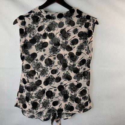 Made Fashion Week for Impulse Sheer Top Sz XS Collar VNeck cap sleeve pink black