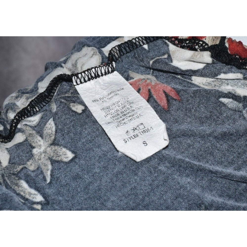 Fashion Nova Black Floral  Boat Neckline Long Sleeve Crop Top - Size Small