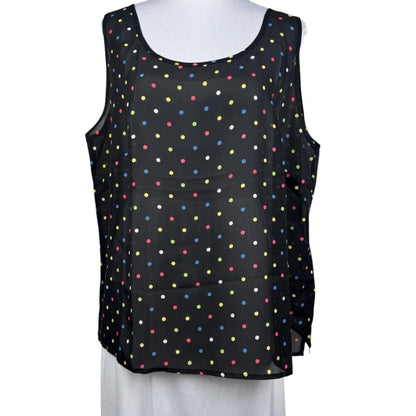 Liz Baker Women's 2-Piece Set Size 16W Black Polka Dot Blouse and Tank NWOT