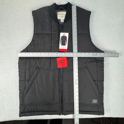 Weatherproof Vintage Men Medium Black Puffer Vest Fleece Lined Zip Pockets NWT