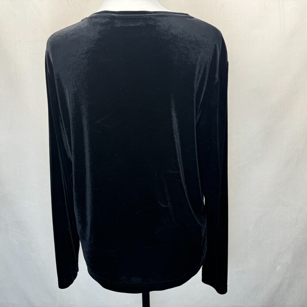 Baxter & Wells Black Top Sz M Velour Boat Neck Long Sleeves