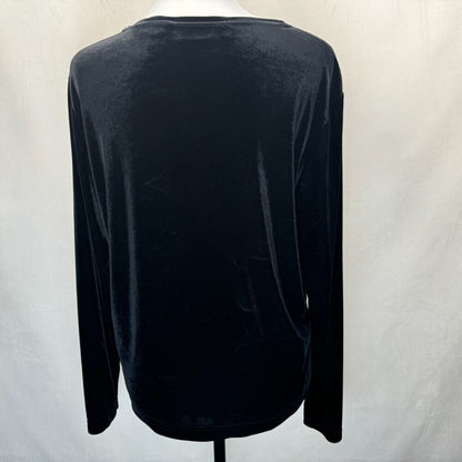 Baxter & Wells Black Top Sz M Velour Boat Neck Long Sleeves