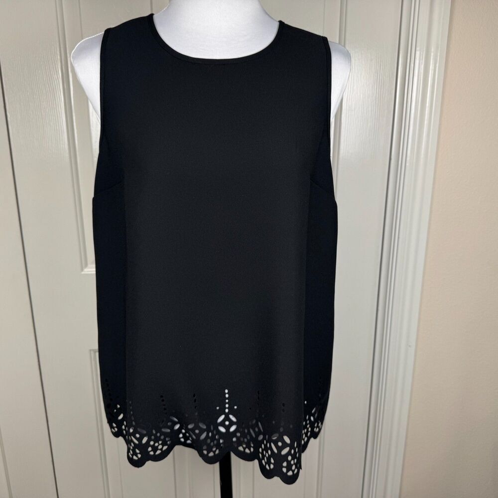 Banana Republic Women Blouse Sz S Black Sleeveless Cut Out Design Back Keyhole