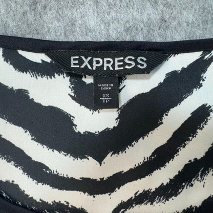 Express Women Top Sz XS Semi Sheer Zebra Black & White Round Neck Cap Sleeve